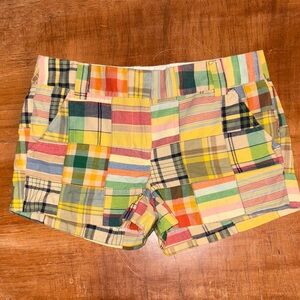 J. Crew Vintage Madras Plaid Patchwork City Fit Cotton Shorts Size 4